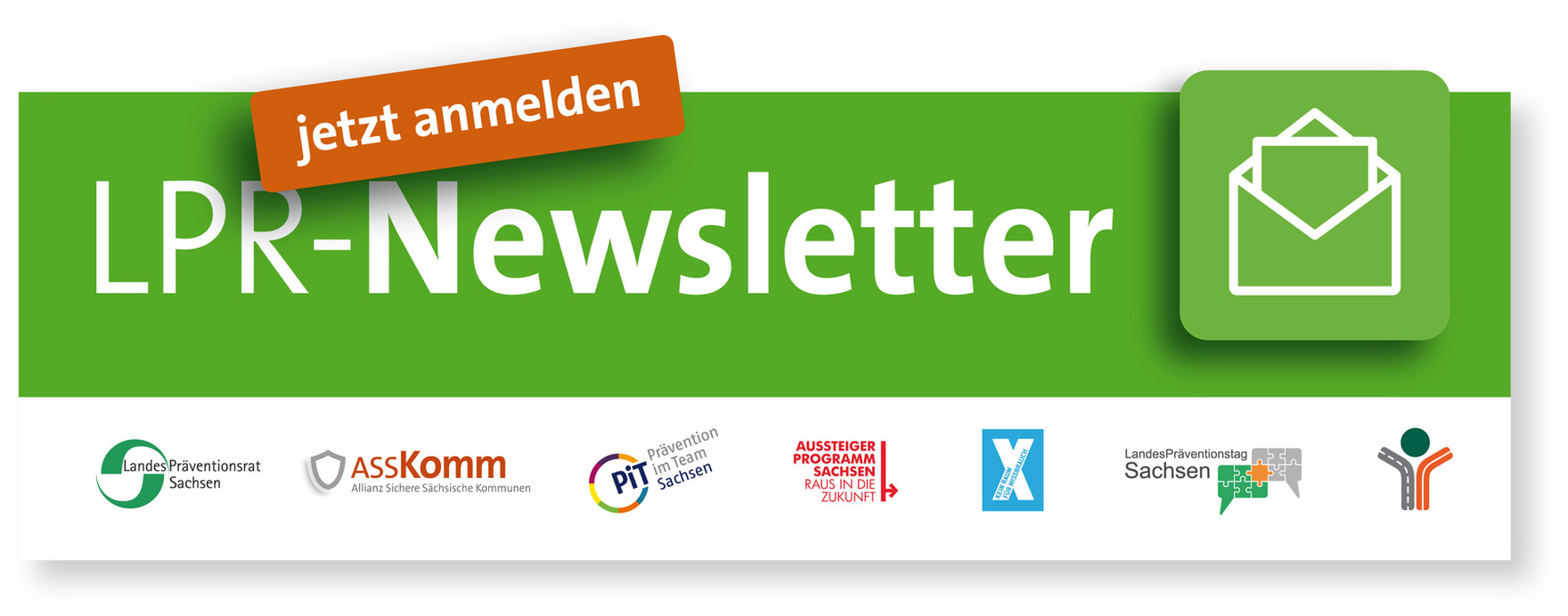 Newsletter Bild grün weißer Untergrund mit Schrift LPR-ASSKomm Newsletter