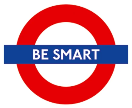 Logo von Besmart dont start roter Kreis mit blauem Trennstrich