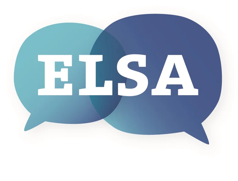 Logo von ELSA mit den Großbuchstaben E L S A in zwei Sprechblasen