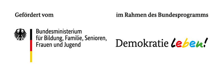 Förderlogo von BMBFSFJ im Rahmen des Bundesprogramms "Demokratie Leben!"