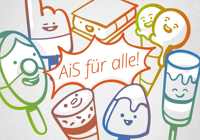 Grafik von AiS gezeichnete Eisportionen mit der Aufschrift Ais für alle