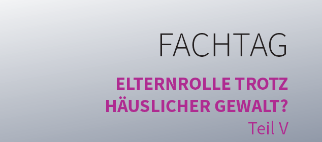 Bezeichnung des Fachtages in violetten Buchstaben auf grauem Hintergrund