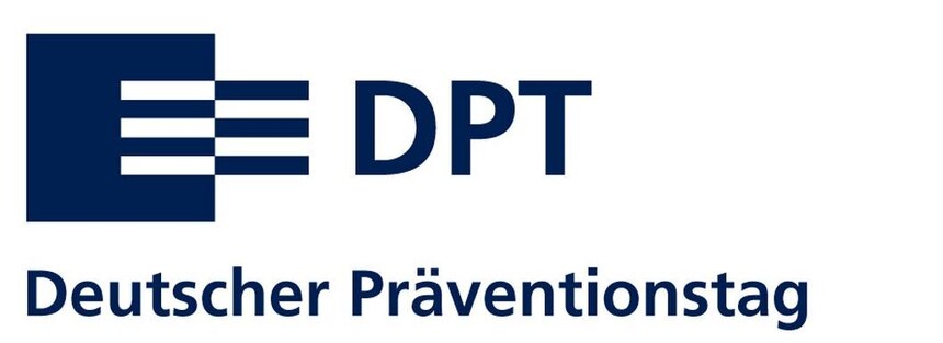 Logo des Deutschen Präventionstages, blau, weiß