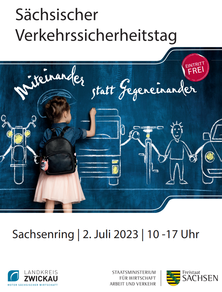 Titelbild für den sächsischen Verkehrssicherheitstag, Miteinander statt Gegeneinander