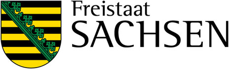 Sachsen-Logo, Schriftzug: Freistaat Sachsen