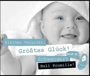 Kleinkind mit Slogan: kleiner Verzicht, großes Glück