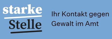Logo von starke Stelle auf blauem Untergrund mit der Aufschrift starke Stelle