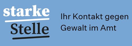 Logo von starke Stelle auf blauem Untergrund mit der Aufschrift starke Stelle