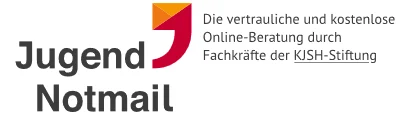 Das schlichte Logo der »Jugend-Notmail«. Als kleiner Hinweis daneben: »Die vertrauliche und kostenlose Online-Beratung durch Fachkräfte der KJSH-Stiftung.«